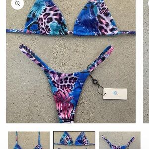 Women's Blue and Purple Bikini Set